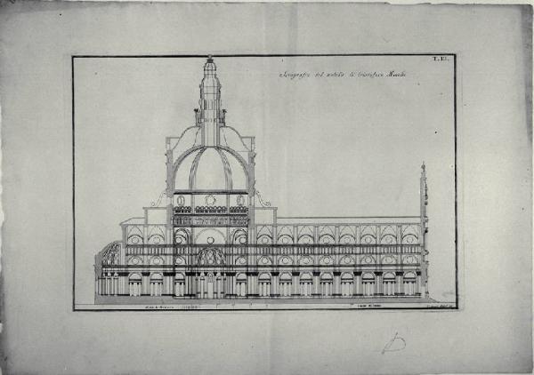 Sezione longitudinale del Duomo di Pavia