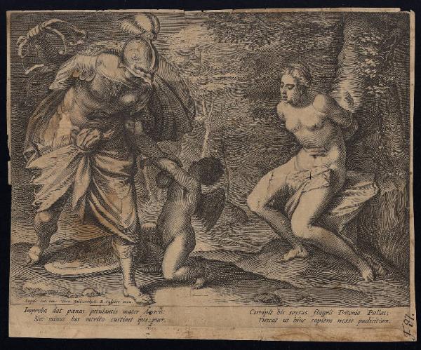 Venere legata ad un albero mentre Minerva punisce Cupido