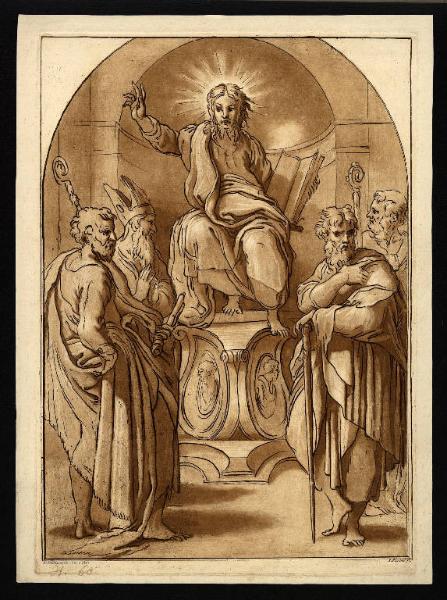 Cristo benedicente fra san Pietro, san Paolo e altri due santi
