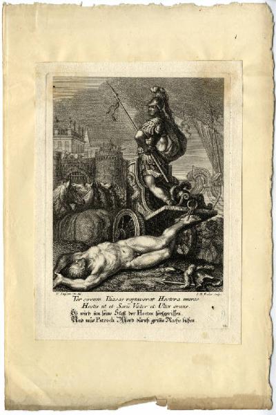 Achille trascina il corpo di Ettore intorno alle mura di Troia (Iliade di Omero)