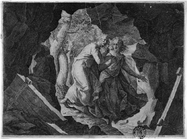 Dante e Virgilio discendono all'inferno