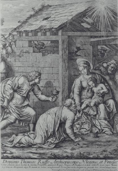 Madonna con Gesù Bambino e due re Magi adoranti