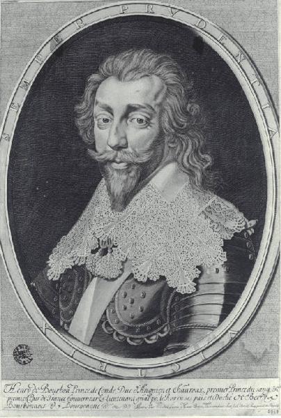 Henry d Bourbon Prince de Conde, Duc d'Anguien et Chauroux, premier Prince du sang. & / premier Pair d France Gouuerneur (...) Bourgongne