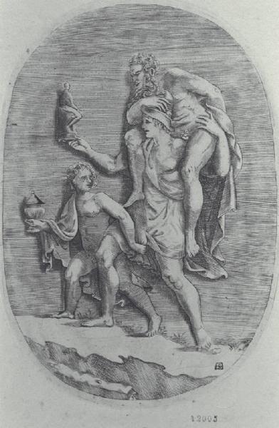 Enea fugge da Troia con Anchise e Ascanio