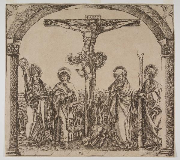 Crocifissione di Cristo con la Madonna, San Giovanni, Sant'Elena e un Santo Vescovo