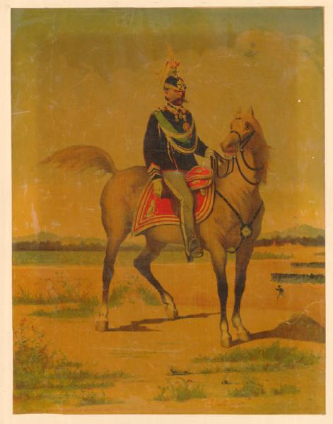 Ritratto di Umberto I di Savoia a cavallo