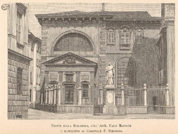 Milano. Biblioteca Ambrosiana (Facciata) e Monumento a Federico Borromeo