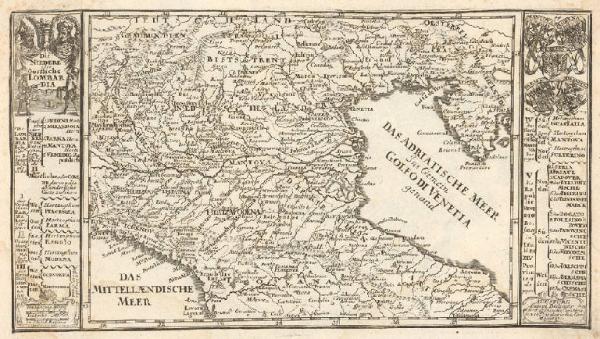 Italia. Carta geografica della Lombardia Orientale
