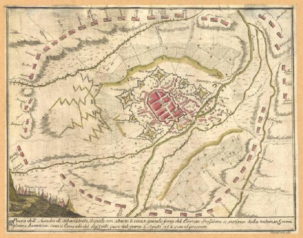 Piano dell'Assedio di Schwednitz (Slesia) del 1762