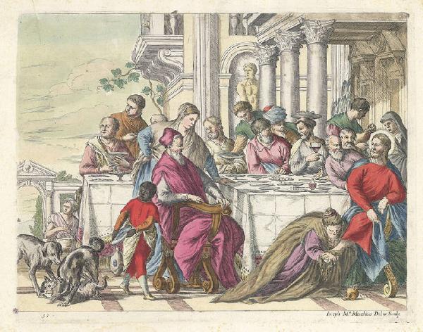 La Maddalena lava i piedi di Gesù durante la cena presso Simone Fariseo