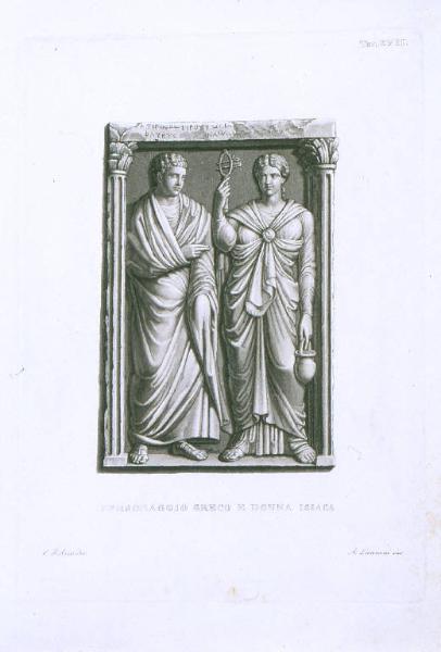 Personaggio greco e donna isiaca