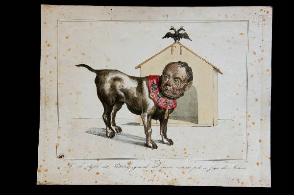 Il vile idrofobo cane Radetzky, generale dell'esercito austriaco posto in fuga dai Milanesi