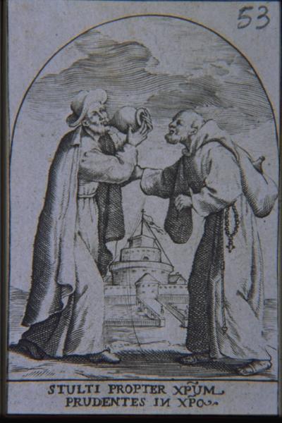 San Filippo Neri beve alla fiasca di san Felice da Cantalice