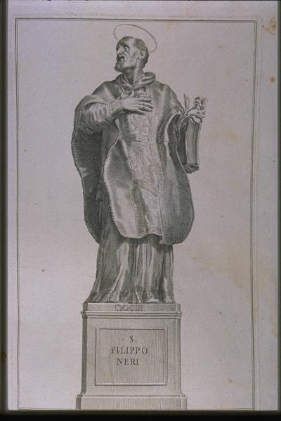 Statua di san Filippo Neri posta sul colonnato di San Pietro