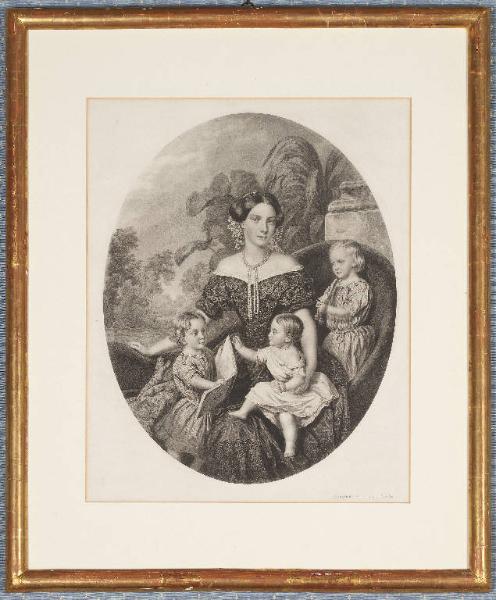 Ritratto della duchessa Carlotta di Sassonia Meiningen con i figli Bernardo, Maria Elisabetta e Giorgio Alberto