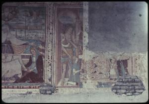 Affresco - Deposizione, S. Giovanni Battista con orante - Marcaria - Chiesa cimiteriale di S. Giovanni Battista -  parete sinistra