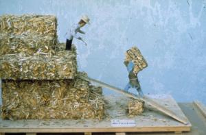 Poggio Rusco - Figurazioni di Remo Merighi - Plastico con scena di lavoro agricolo - L'ammasso delle balle di fieno