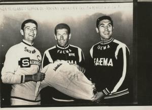 Ciclismo - Felice Gimondi - Lugano (Svizzera) - 51° Giro d'Italia - Con Vittorio Adorni ed Eddy Merckx