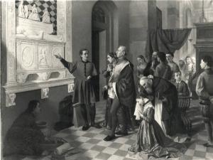 Bartolomeo Colleoni visita la tomba della figlia Medea che l'Amadeo ha compiuto