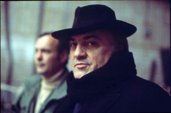 Zaugg, Klaus - Set cinematografico del film Casanova - regia di Federico Fellini. Federico Fellini - primo piano.