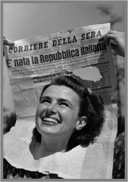 È nata la Repubblica italiana. Immagine per la copertina di Tempo, n. 22, 15-22 giugno 1946