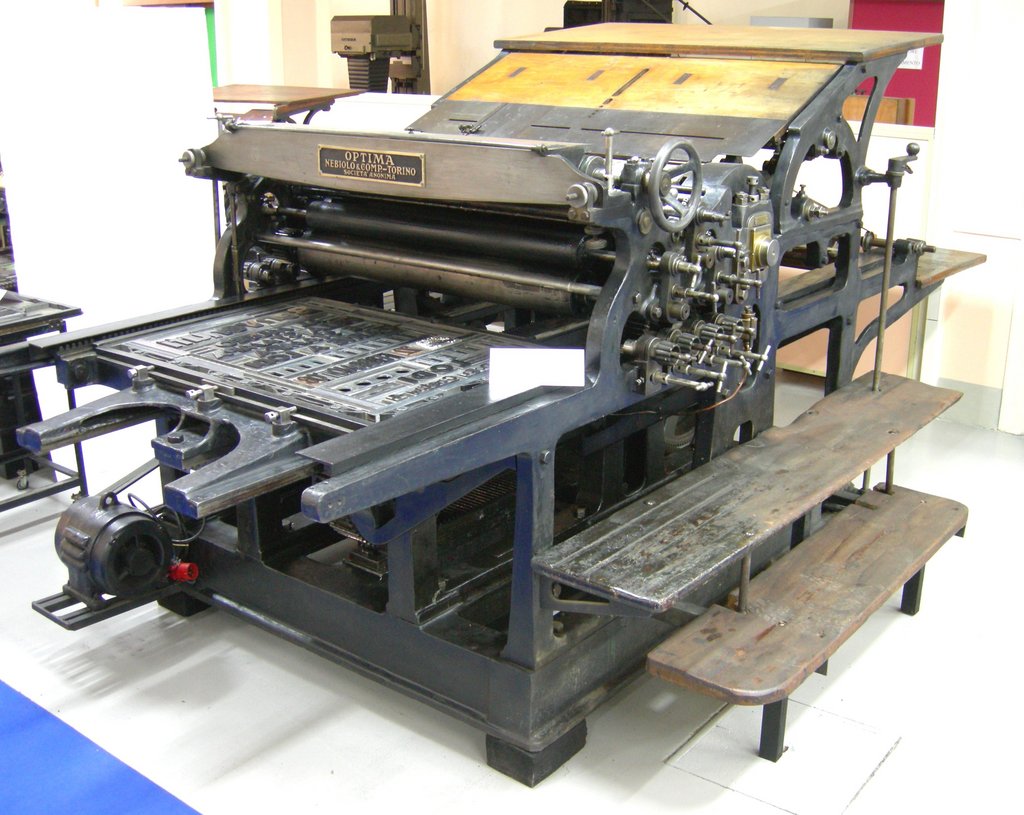link alla scheda di catalogo Macchina per stampa tipografia pianocilindrica Optima-Nebiolo, Nebiolo & Comp. – Torino, 1920
