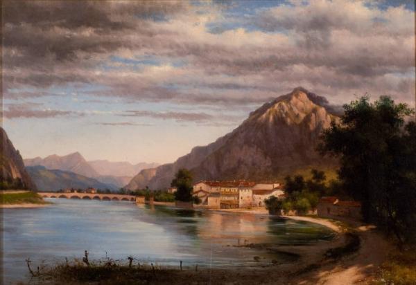 Veduta di Pescarenico ambito lombardo