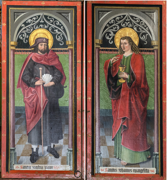 Piuro, chiesa di Santa Croce, Ivo Strigel, San Giacomo maggiore e San Giovanni evangelista, 1499