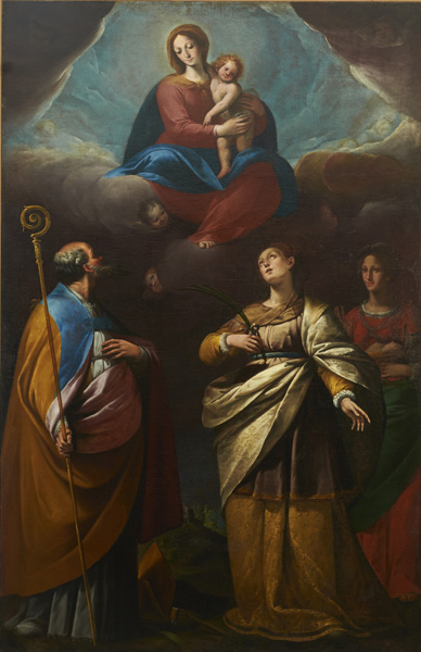 Chiavenna, chiesa di Santa Maria in Borgonuovo, Giovanni Battista e Giovanni Paolo Recchi, Madonna con Bambino e santi
