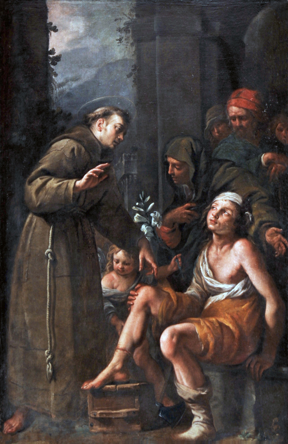 Chiavenna, collegiata di San Lorenzo, cappella Pestalozzi, Giuseppe Nuvolone, Miracolo del piede ricongiunto alla gamba, 1657