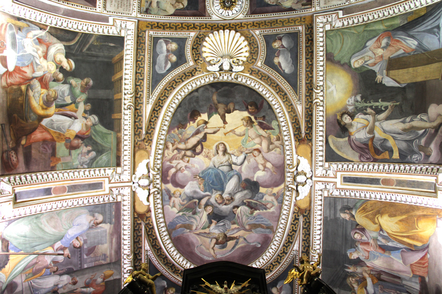 Gallivaggio, santuario dell’Apparizione di Maria Vergine, Domenico Caresana, affreschi della volta 