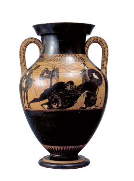 Psiax, Anfora attica a figure nere, detta di Vulci, 510 a.C. Brescia, Fondazione Brescia Musei, Collezione Tosio.