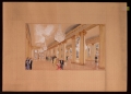 Teatro alla Scala: vista prospettica a colori del ridotto di platea, soluzione con pilastri
