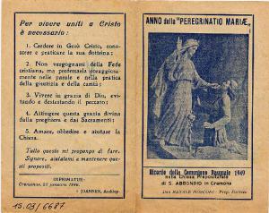 Anno della "Peregrinatio Mariae".Ricordo Comunione Pascuale 1949, S.Abbondio Cremona.