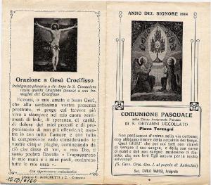 Pieghevole-S.Tabernacolo-Comunione Pasquale-Pieve Terzagni-Anno del Signore 1914.
