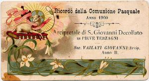 Agnello di Dio-Comunione Pasquale 1900-Pieve Terzagni.
