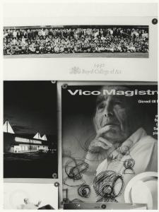 Design. Milano - Interno - Studio Vico Magistretti - Progetti: lampada Eclisse, manifesto mostra Vico Magistretti e fotografie: Esselunga, Royal Collage of Art 1992