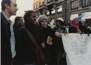 Manifestazione comunità somala. Milano - Manifestazione comunità somala - Corteo di manifestanti - Striscioni di protesta - Passaporto