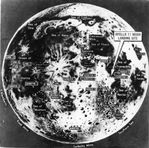 Carta geografica della luna - punti di allunaggio