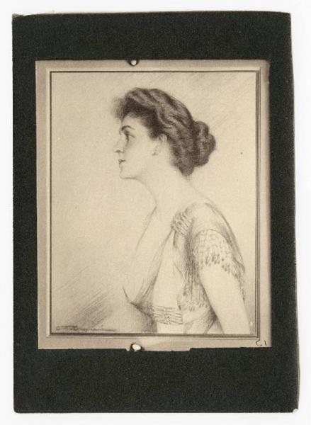 Disegno - Ritratto femminile - Mrs Peach - Antonio Argnani - Galleria Maurice Chalom - New York City