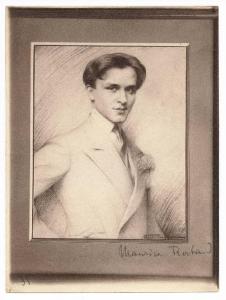 Disegno - Ritratto maschile - Maurice Rostand scrittore - Antonio Argnani - Galleria Maurice Chalom - New York City