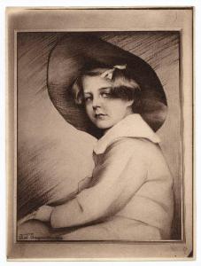 Disegno - Ritratto femminile - Bambina - Antonio Argnani - Galleria Maurice Chalom - New York City