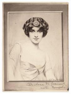 Disegno - Ritratto femminile - Duchessa Maria Ruspoli de Grammont - Antonio Argnani - Galleria Maurice Chalom - New York City