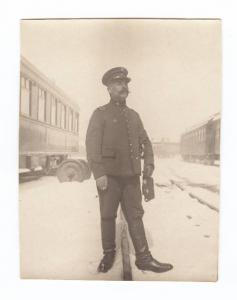 Guerra russo-giapponese - Ritratto maschile - Militare - Addetto militare argentino al campo russo Colonnello Rostagno in una stazione ferroviaria - Russia - Manciuria