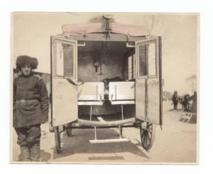 Guerra russo-giapponese - Russia - Manciuria - Harbin - Carro per il trasporto dei feriti