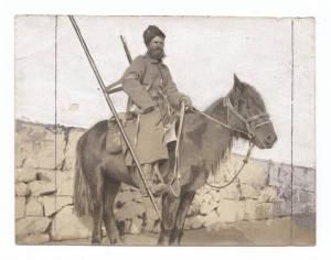 Guerra russo-giapponese - Ritratto maschile - Militare - Cosacco di Siberia a cavallo - Russia - Manciuria