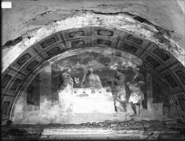 Affresco - Cena in Emmaus - Lunetta - Mantova - Chiesa di S. Maria del Gradaro