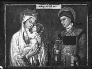 Affresco - Madonna col Bambino e S. Leonardo - Mantova - Duomo - Cappella dell'Incoronata