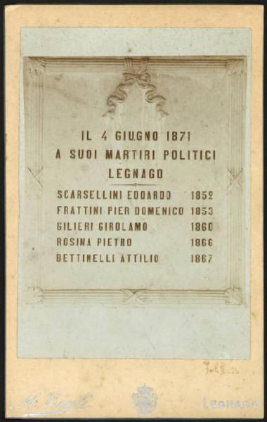 Legnago - Lapide dedicata ai martiri politici