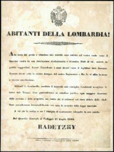 Mantova - Archivio di Stato (?) - Proclama: "Abitanti della Lombardia", 1848 luglio 27, Valeggio